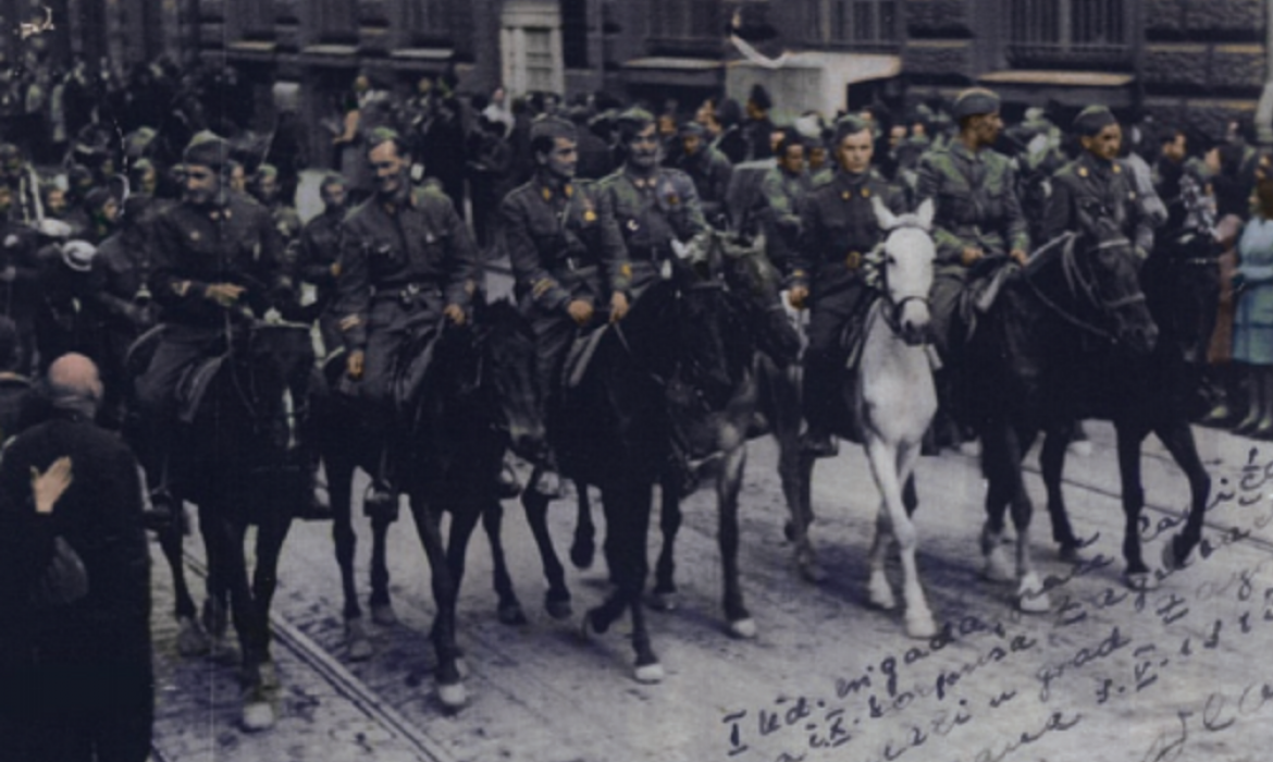 Partizani u oslobođenom Zagrebu, svibanj 1945.