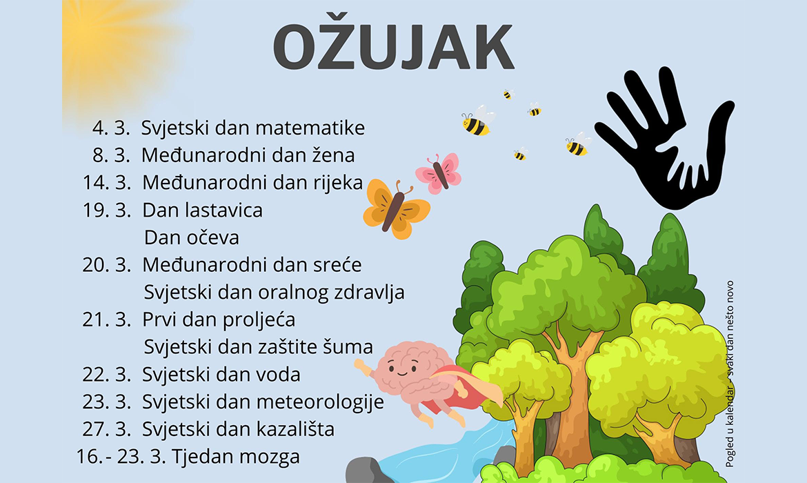 Primjer mjesečnog prijedloga prigodnih datuma i aktivnosti